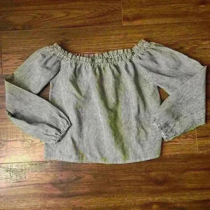 Brandy ‎ Melville Pinstripe Off Shoulder Top